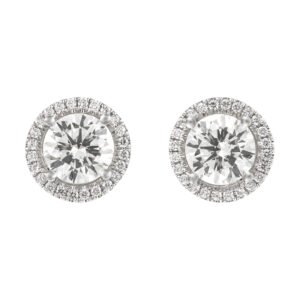 White Gold and 4.02ctw Round Brilliant Cut Diamond Stud Earrings