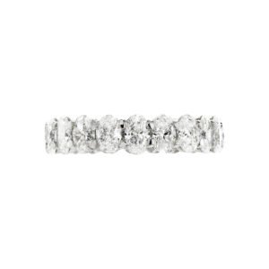 White Gold and 4.20ctw Oval Cut Diamond Eternity Band Ring