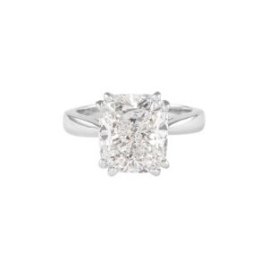 White Gold and 5.01ct Cushion Cut Diamond Engagement Ring