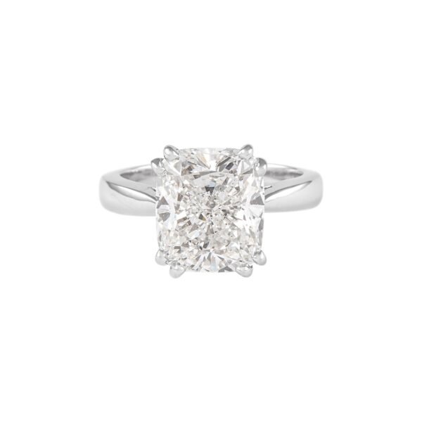 White Gold and 5.01ct Cushion Cut Diamond Engagement Ring