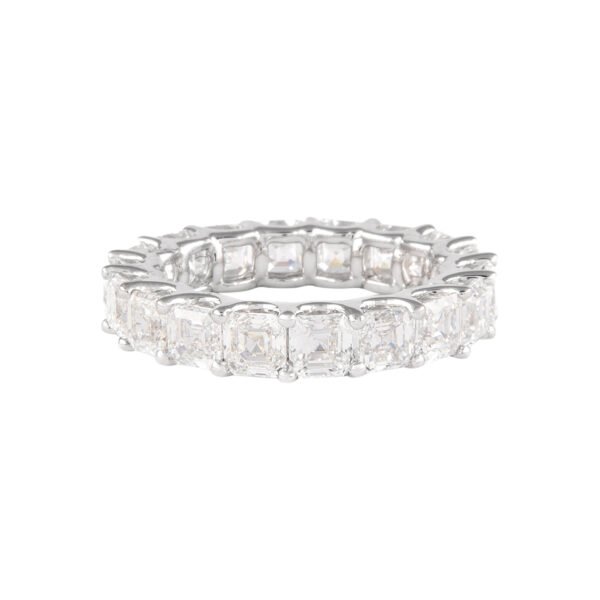 White Gold and 5.50ctw Asscher Cut Diamond Eternity Band Ring