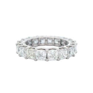 White Gold and 5.50ctw Asscher Cut Diamond Eternity Band Ring