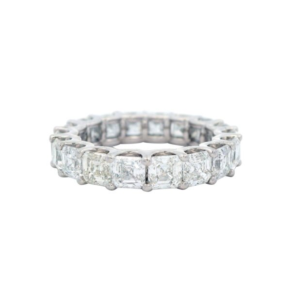White Gold and 5.50ctw Asscher Cut Diamond Eternity Band Ring