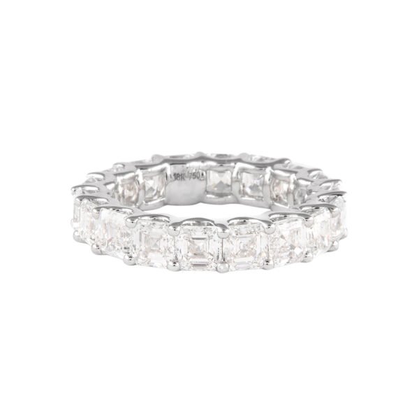 White Gold and 5.70ctw Asscher Cut Diamond Eternity Band Ring