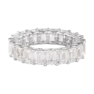 White Gold and 5.90ctw Emerald Cut Diamond Eternity Band Ring