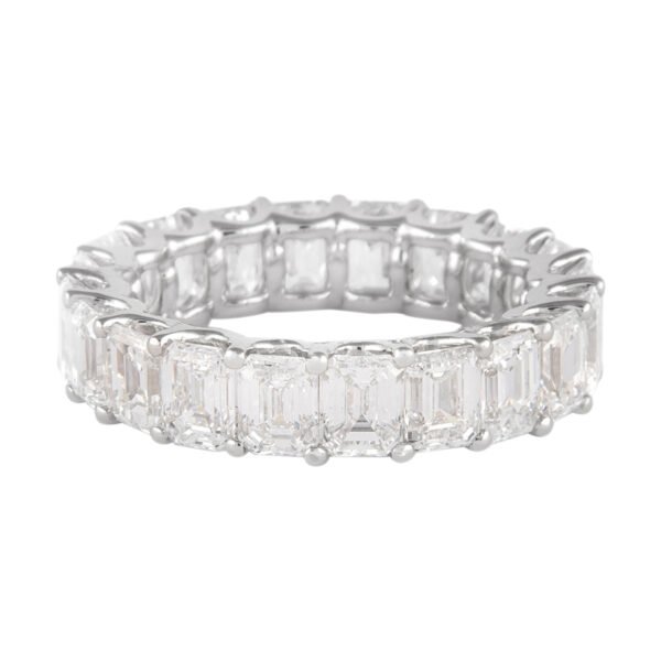White Gold and 5.90ctw Emerald Cut Diamond Eternity Band Ring