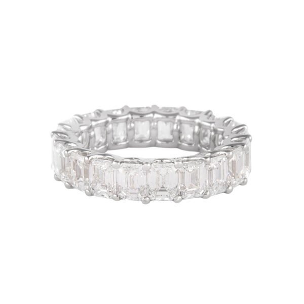 White Gold and 5.90ctw Emerald Cut Diamond Eternity Band Ring