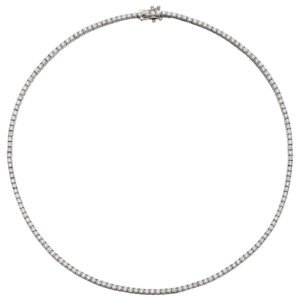 White Gold and 6.70ctw Round Brilliant Cut Diamond Tennis Necklace