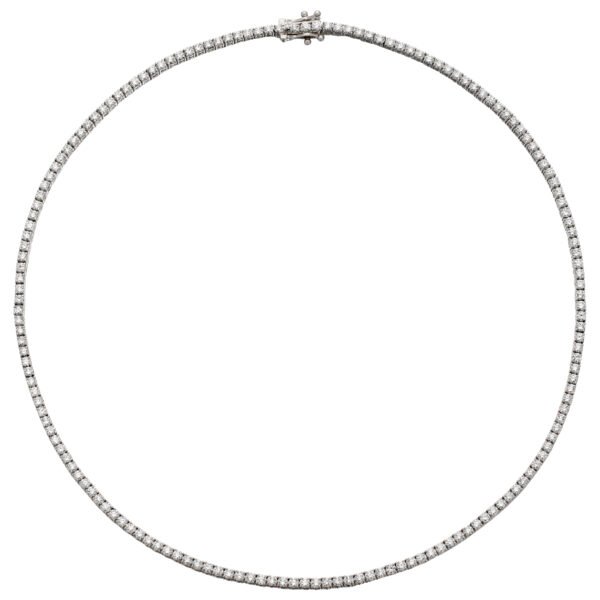 White Gold and 6.70ctw Round Brilliant Cut Diamond Tennis Necklace