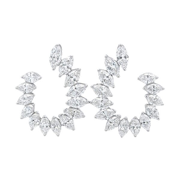White Gold and 7.70ctw Marquise Cut Diamond Earrings