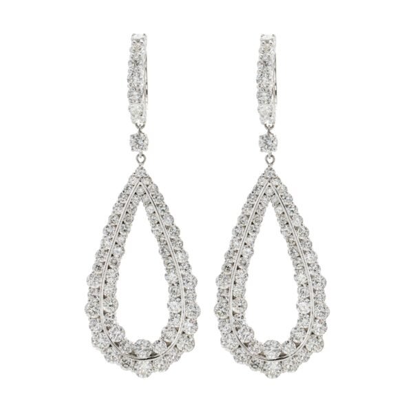 White Gold and 8.40ctw Diamond Drop Earrings