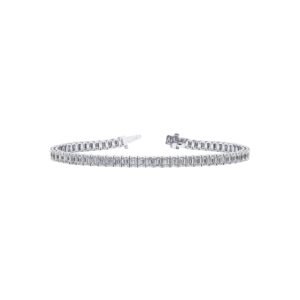 White Gold and 9.65ctw Emerald Cut Diamond Tennis Bracelet