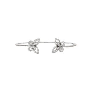 White Gold and Diamond Double Butterfly Silhouette Bangle Bracelet