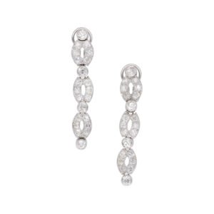 White Gold and Diamond Drop Earclips