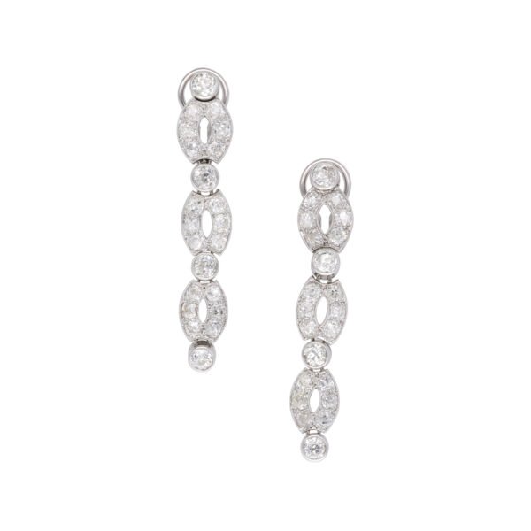 White Gold and Diamond Drop Earclips