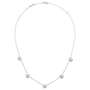 White Gold and Diamond Fleurette 5 Flowers Necklace