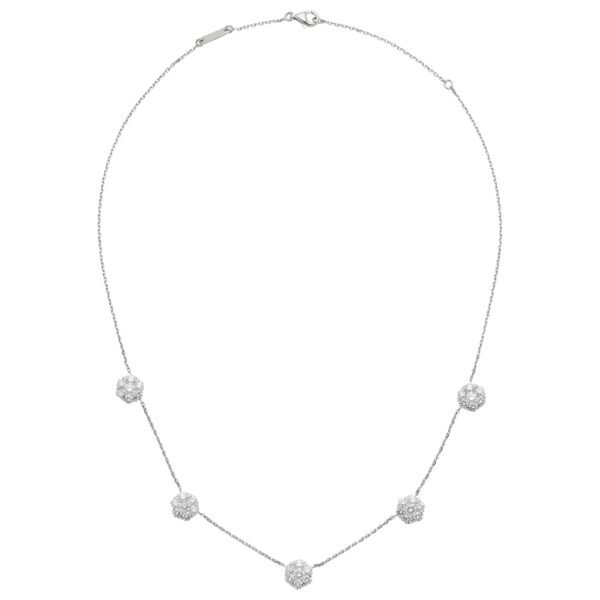 White Gold and Diamond Fleurette 5 Flowers Necklace