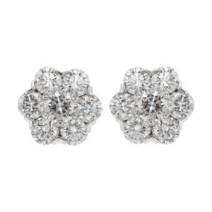 White Gold and Diamond Fleurette Stud Earrings