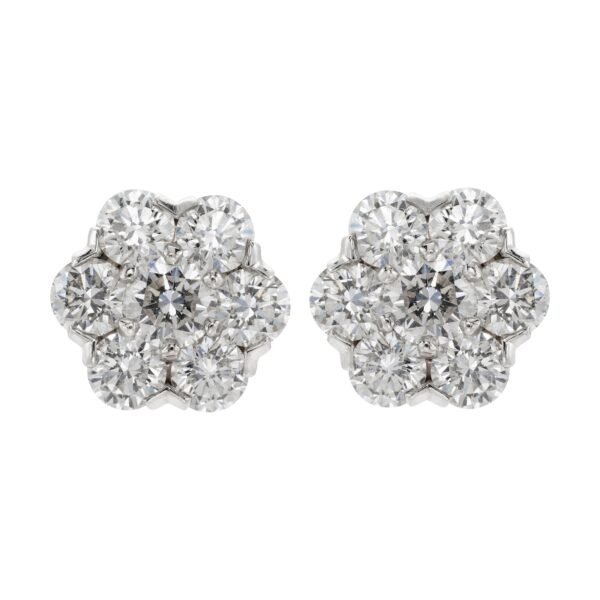 White Gold and Diamond Fleurette Stud Earrings
