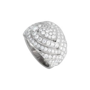 White Gold and Diamond Heart Dome Ring