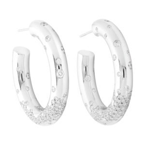 White Gold and Diamond Hoop Earrings