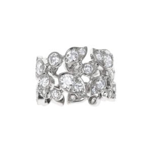 White Gold and Diamond Leaf Band Ring