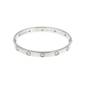 White Gold and Diamond Love Bangle Bracelet
