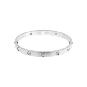 White Gold and Diamond LOVE Bangle Bracelet