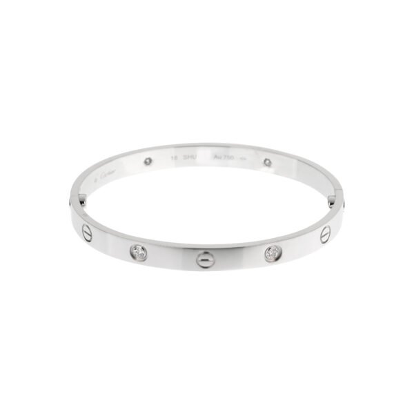 White Gold and Diamond LOVE Bangle Bracelet