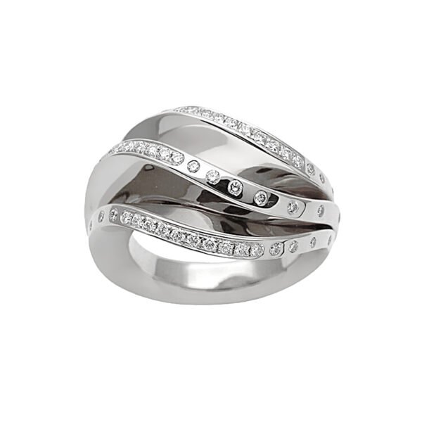 White Gold and Diamond Nouvelle Vague Wave Ring