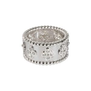 White Gold and Diamond Perlée Clovers Band Ring