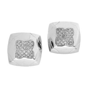 White Gold and Diamond Pyramid Earrings