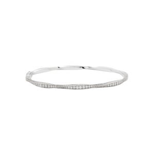 White Gold and Diamond Spiral Bangle