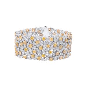 White Gold, Gold, Fancy Cut Yellow Diamond and Diamond Bracelet