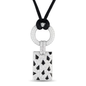 White Gold, Onyx and Diamond Panthère Pendant Necklace