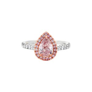 White Gold, Rose Gold and Fancy Light Pink Pear Shape Diamond Engagement Ring