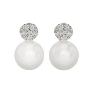 White Gold, South Sea Cultured Pearl and Diamond Earclips