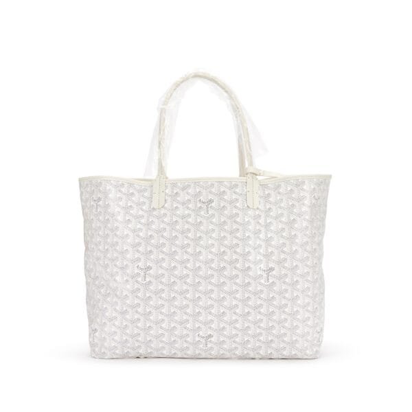 White Goyardine Canvas and Chevroches Calfskin Saint Louis PM Tote