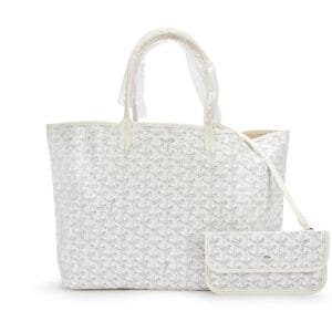 White Goyardine Canvas and Chevroches Calfskin Saint Louis PM Tote