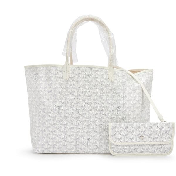 White Goyardine Canvas and Chevroches Calfskin Saint Louis PM Tote