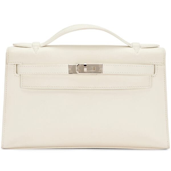 White Swift Kelly Pochette Palladium Hardware, 2023