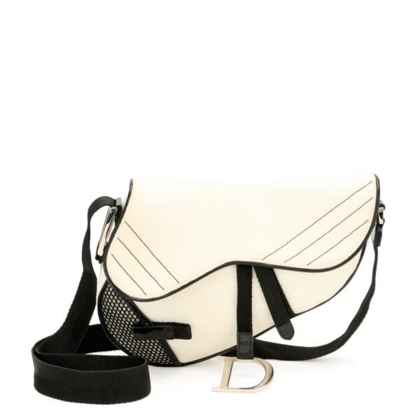 White Textile Saddle Bag Silver Hardware, 2002