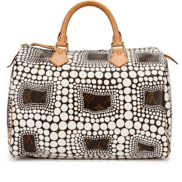 Yayoi Kusama White Infinity Dots Monogram Coated Canvas Speedy 30 Brushed Gold Hardware, 2012