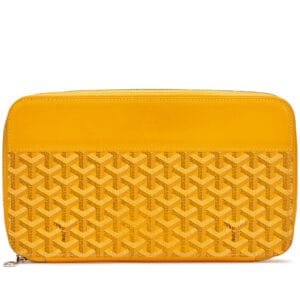 Yellow Goyardine Canvas and Chevroches Calfskin Matignon GM Wallet Silver Hardware
