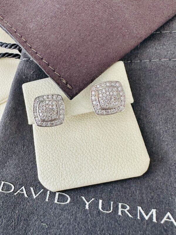 $1800 David Yurman Sterling & 14k Albion Diamond Earrings 11.4mm ~ Gorgeous