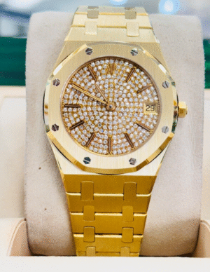 Audemars Piguet Royal Oak 56077BA Yellow Gold Quartz Factory Pave Diamond Dial