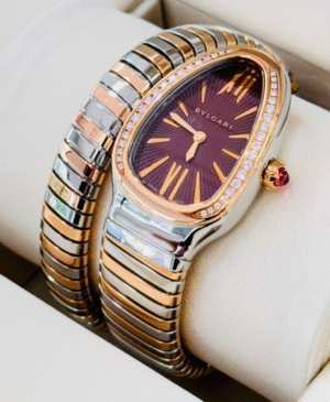 Bulgari BVLGARI Serpenti Tubogas 35mm 18K Rose Gold Diamonds 103071 Watch UNWORN