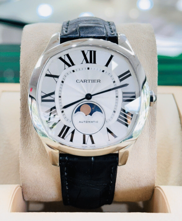 Cartier Drive de Cartier Silver Dial Moonphase Steel Watch WSNM0008 PAPERS