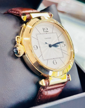 Cartier Pasha 42mm Lefty 2726 18k Yellow Gold on leather Band RARE Watch