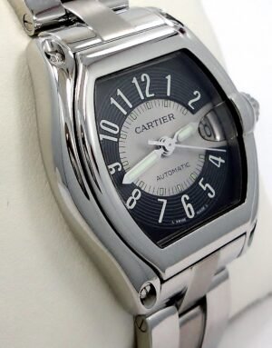 Cartier Roadster 2510 Large Size Steel Black & Silver Dial Automatic Watch *MINT
